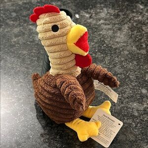 Prime Pets Plush Rowdy Rooster Squeaky Dog Toy Brown, Red & Yellow NWT 8” x 6"